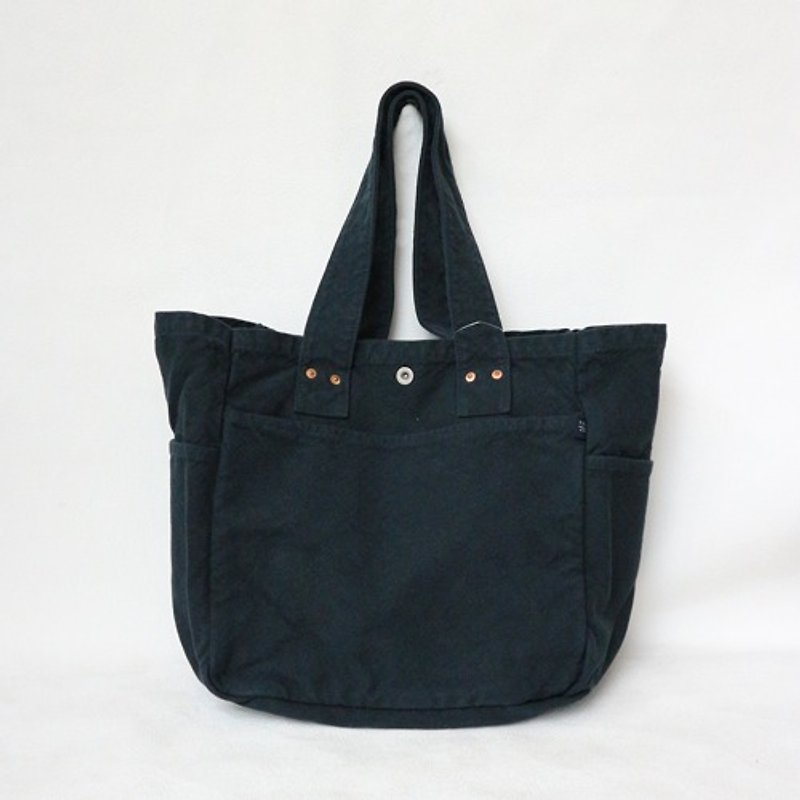 Work Tote Bag L [Black Navy] (VC-3L) - Handbags & Totes - Cotton & Hemp Black