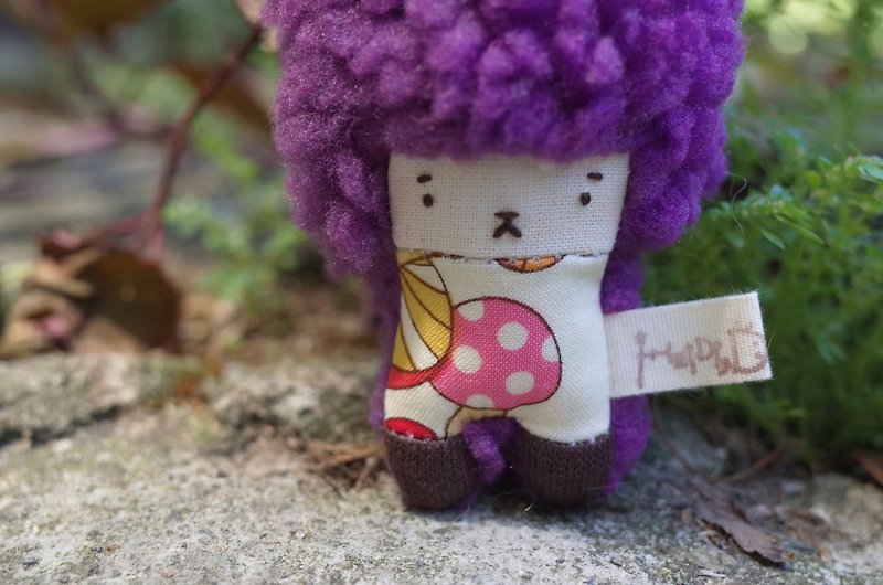 朵兒小兔-葡萄髮-112粉紅香菇 - 鑰匙圈/鑰匙包 - 棉．麻 紫色