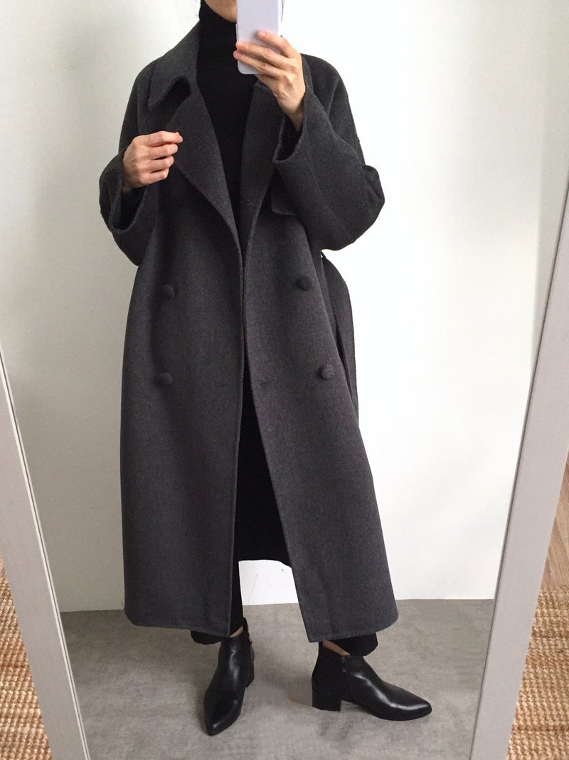 Mischa Coat Fully hand-stitched double-breasted Lachlan cashmere wool coat with oversized lapels - เสื้อแจ็คเก็ต - ขนแกะ 