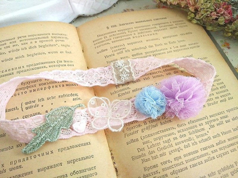 Female baby stretch lace hair rope * sweet two-color yarn ball-b O003 cute sweet little girl girl - Other - Other Materials 