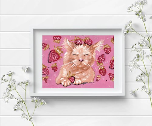 ArtGil Cat Wall Art Canvas Painting Animals Painting Meow Meow Wall Decor