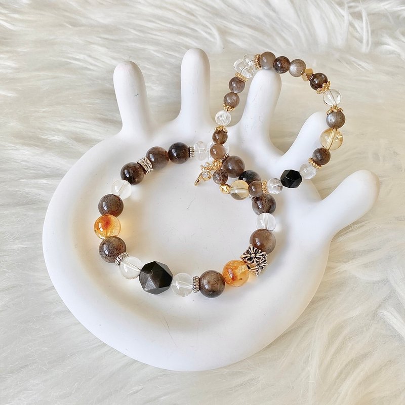 Crystalvia Maillard color chain l to attract wealth and avoid evil - black gold backbone & citrine & Silver rays - Bracelets - Crystal 