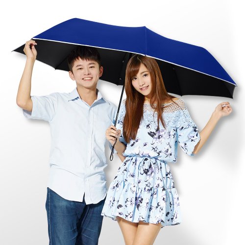 TDN TDN反光防回彈降溫自動開收傘 超大抗UV自動雨傘(皇家藍)