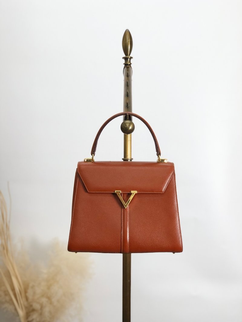 [Direct from Japan, branded used bag] VALENTINO GARAVANI shoulder bag, camel, logo motif, leather, 2way, vintage ht2fsu - Messenger Bags & Sling Bags - Genuine Leather Brown