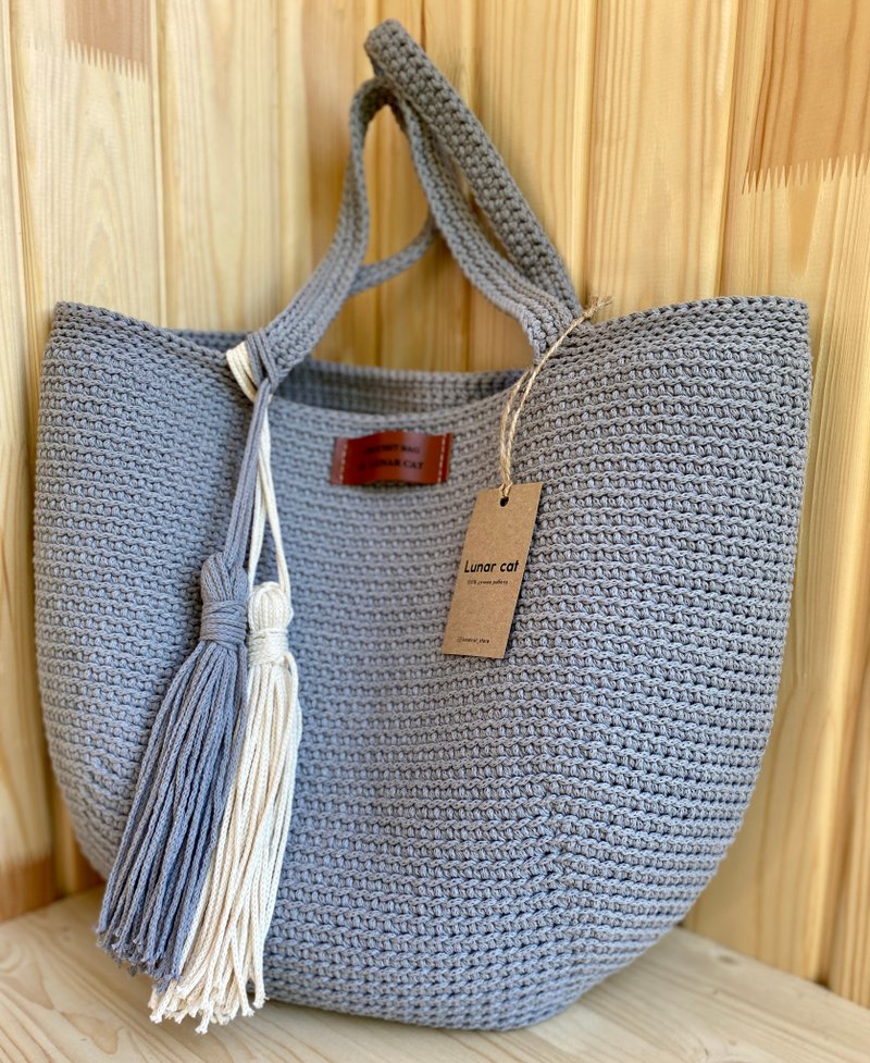 Crochet Tote Bag, Large Crochet Bag, Reusable Grocery Bag, Beach Bag Crocheted - 手提包/手提袋 - 其他材質 多色