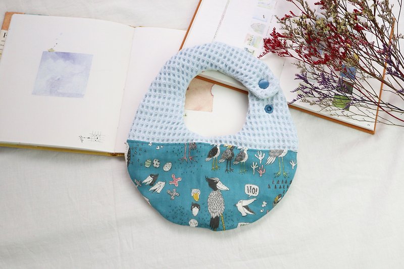 Hello baby series. Double yarn saliva towel│Bib:::Toucan - Bibs - Other Materials Blue