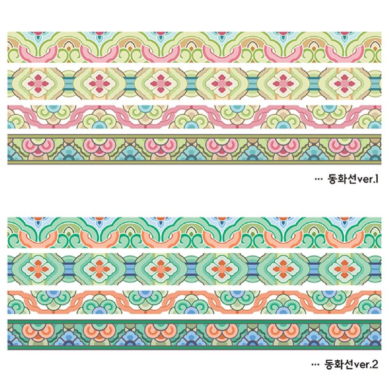 Oriental Pattern Line 6types (blackraccoon) Vintage collage design paper sticker - 貼紙 - 紙 多色
