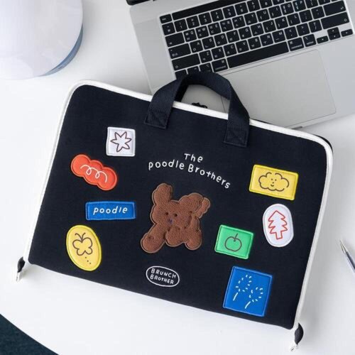 【ROMANE】Brunch Brother Poodle Open Laptop Pouch 15” 500x0.jpg