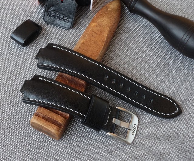 Black Watch Strap for ORIS Aquis genuine leather watchband