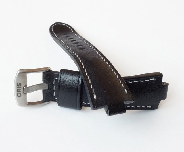 Black Watch Strap for ORIS Aquis genuine leather watchband