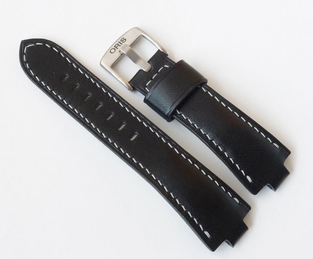 Black Watch Strap for ORIS Aquis genuine leather watchband Leoni handmade Pinkoi