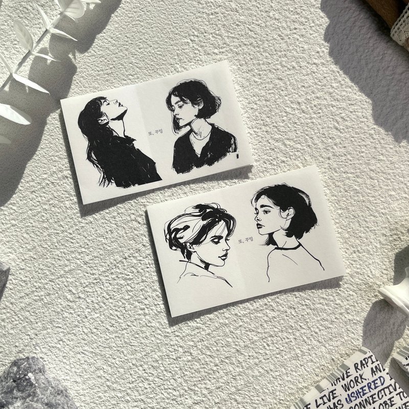 黑色素描女人貼紙 - 貼紙 - 其他材質 黑色