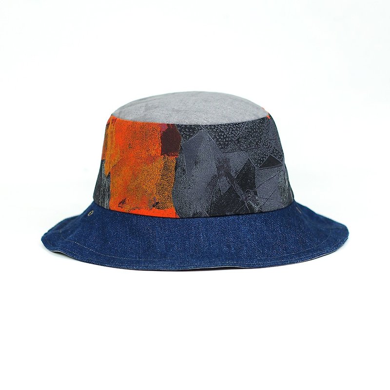 Handmade double-sided bucket hat - หมวก - ผ้าฝ้าย/ผ้าลินิน สีดำ