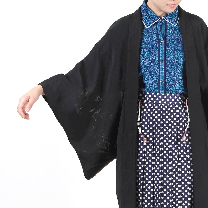 [Egg Plant Vintage] Takenori Story Summer Vintage Kimono Knit - Women's Casual & Functional Jackets - Polyester Black