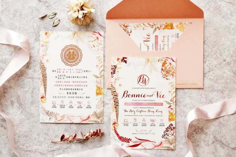 Unique watercolor style invitation card wedding card design - การ์ดงานแต่ง - กระดาษ 