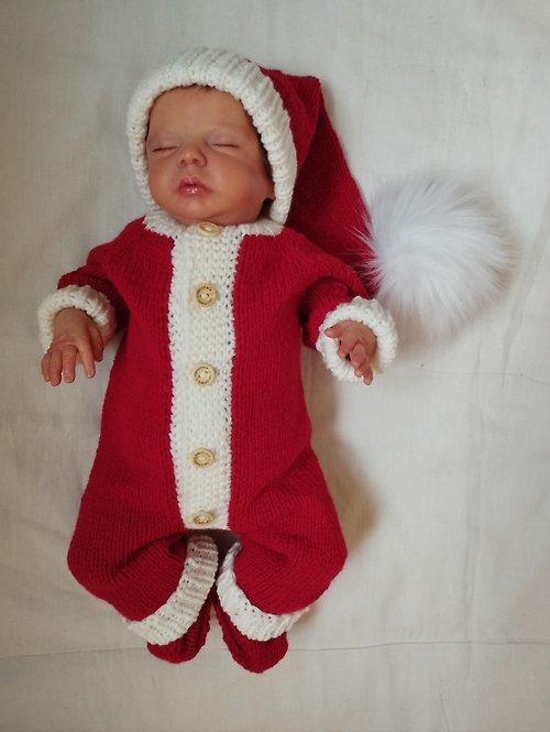 Knitting for kids Knitting pattern for Santa jumpsuit, cap, booties for baby 0-3, 3-6 months
