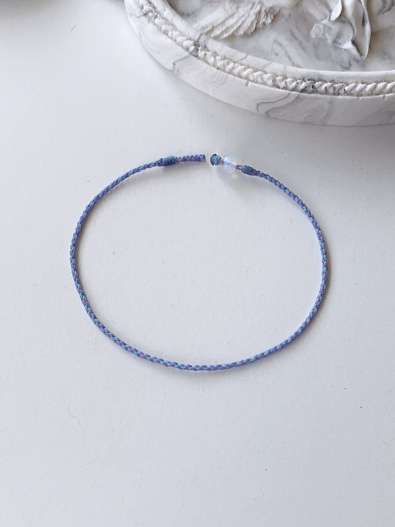 Moonstone Lavender+Pink Blue*2+Violet Four-strand Braided Ultra-fine/Lover's Stone - Bracelets - Other Materials Blue