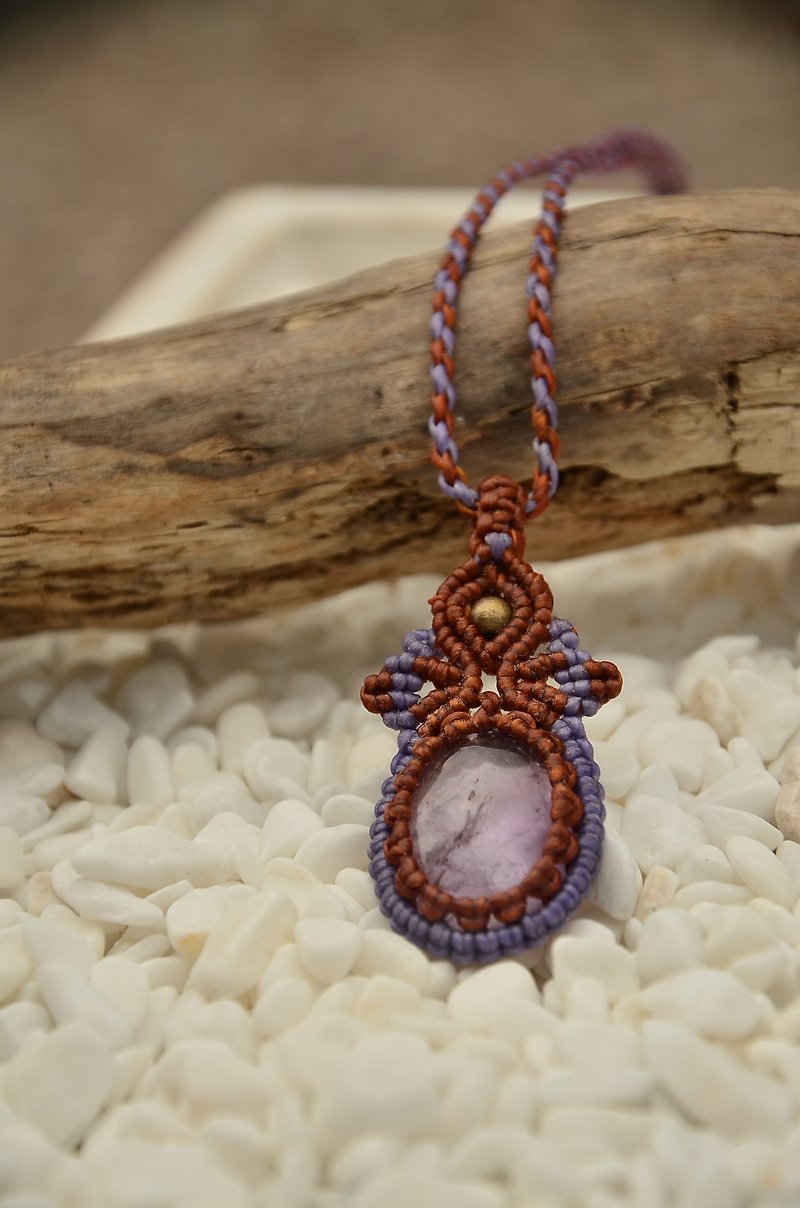 Amethyst Macrame Pendant - Necklaces - Gemstone Purple