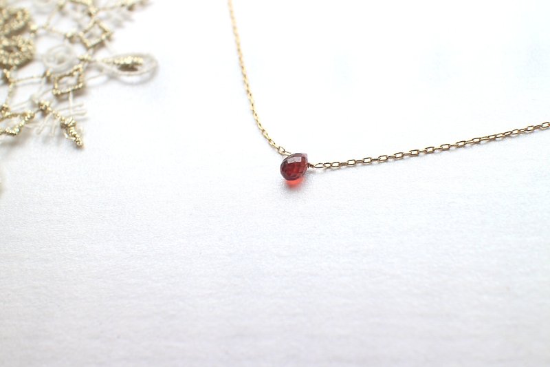 Secret red- Garnet brass necklace - Necklaces - Semi-Precious Stones Red