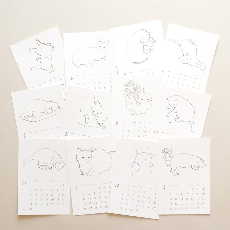 CAT CALENDAR 2026 | 猫カレンダー | 月曜はじまり - 日曆/月曆/年曆 - 紙 白色