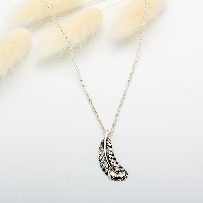 羽毛 Feather s925 純銀 項鍊 生日 週年 情人節 禮物 - 項鍊 - 純銀 銀色