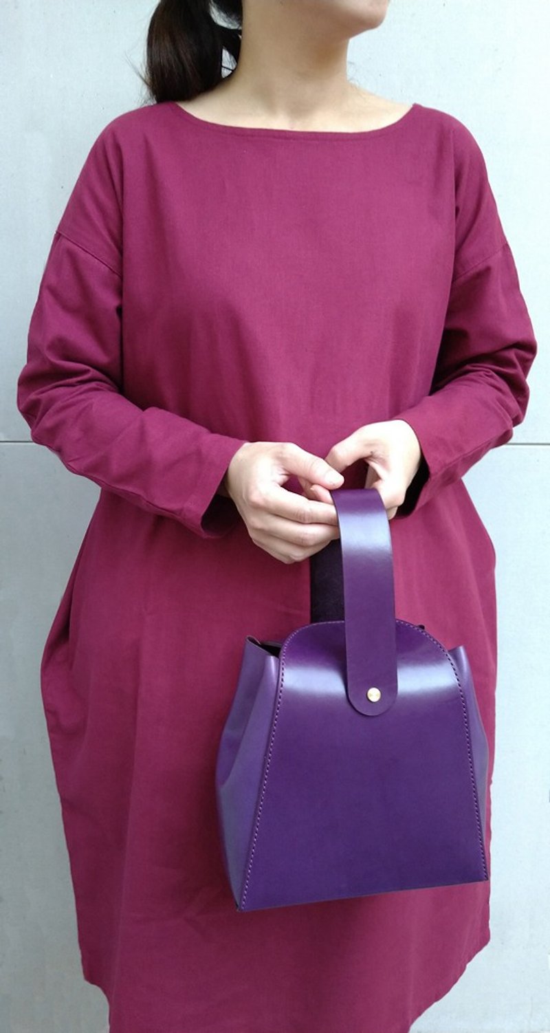 苞-簡約單提把手提包 - 手袋/手提包 - 真皮 紫色