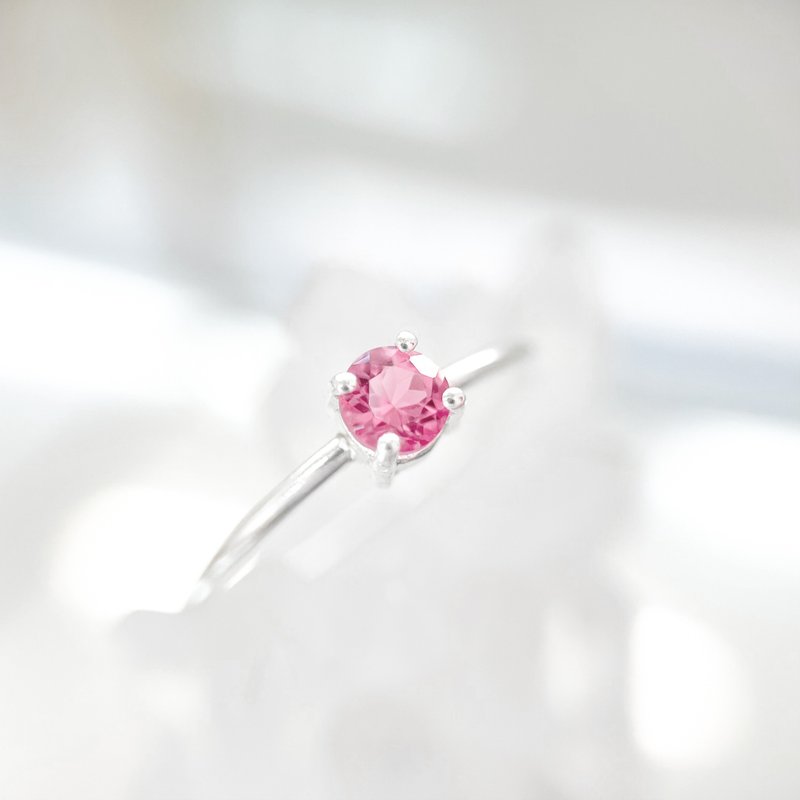 Classic Round Shaped Pink Tourmaline 925 Sterling Silver Ring - General Rings - Gemstone Pink