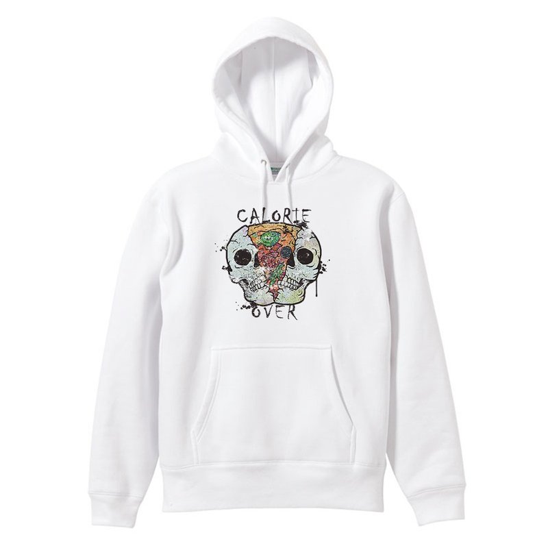 Sweat Parka / Skull Pizza - 男 T 恤 - 棉．麻 白色