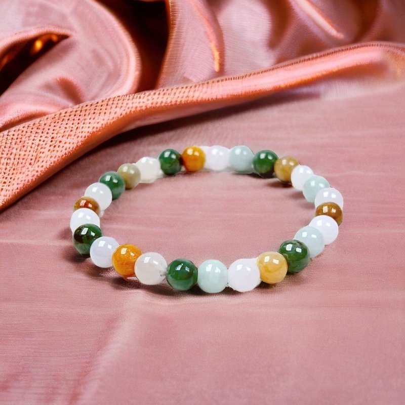 Colorful Jadeite Hand Beads | Natural Burmese Jadeite A Grade | Gifts - สร้อยข้อมือ - หยก สีใส