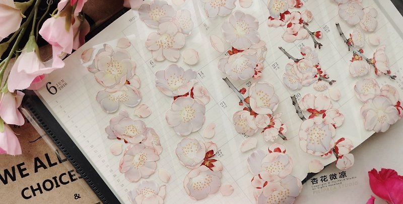 Apricot Blossom Cool PET Washi Tape Hongguang self-printed/Taiwan New Year 10m Roll - Washi Tape - Other Materials Pink