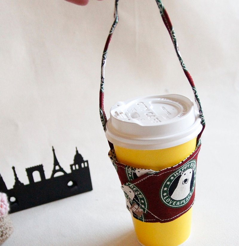 Cotton Fabric: Cup Sleeve, circle - Beverage Holders & Bags - Cotton & Hemp Red
