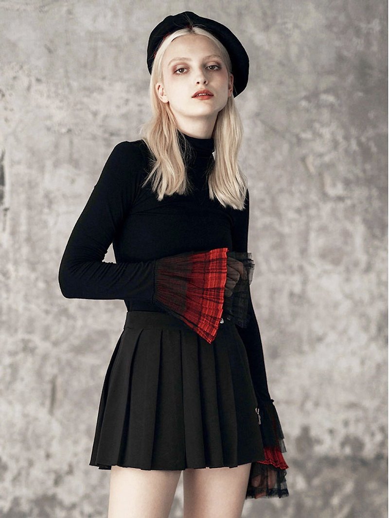 Scotch Princess Sleeve Turtleneck Top/*New Large Size* - เสื้อผู้หญิง - วัสดุอื่นๆ สีดำ