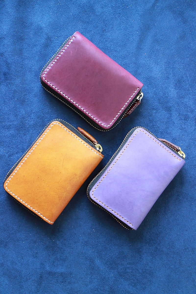 Handmade Leather Coin Case 01 (3/4 open zipper coin purse 16ZCC01) - Coin Purses - Genuine Leather 