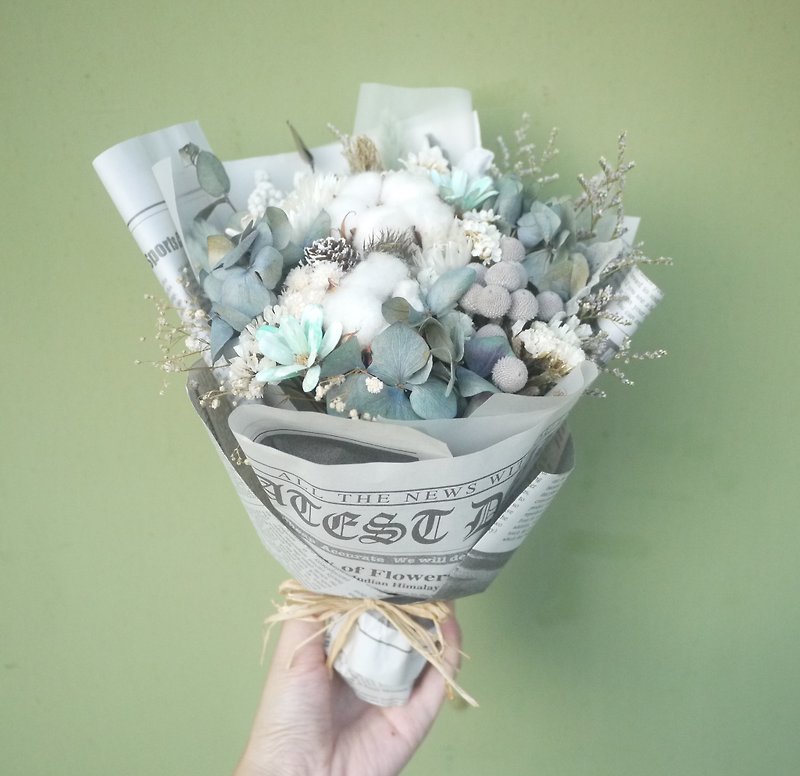 To be continued | cold gray-blue dried flower bouquet wedding gift birthday gifts bridesmaid wedding ceremony arranged home layout decorations small office was healing classical blue hydrangea stock - ตกแต่งต้นไม้ - พืช/ดอกไม้ สีน้ำเงิน