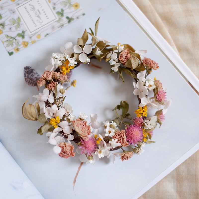 To be continued | rose dry flower wreath shooting props wall decoration gift gifts wedding layout office small items not withered hydrangea home exchange gift Christmas spot - Items for Display - Plants & Flowers Pink