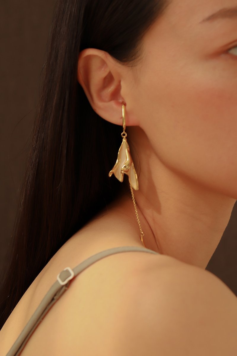 2021 Meteorite Earlobe Clip/ Clip-On Clip-On Earring Resin Tanabata Valentine's Day Gift Jewelry Accessories - ต่างหู - ทองแดงทองเหลือง สีทอง