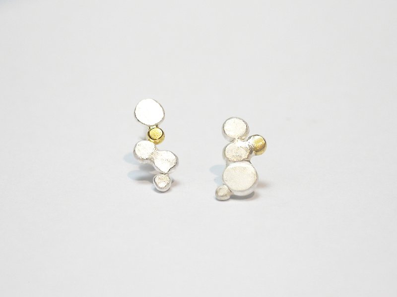 Coal Series  #a1 gold + silver earring - ต่างหู - เงิน ขาว