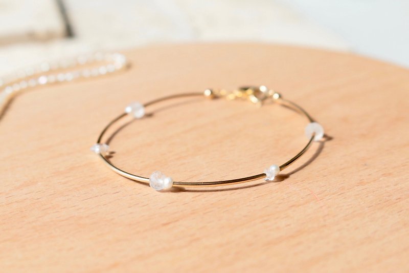 Bracelet Moonstone Pearl-Super- - Bracelets - Gemstone White