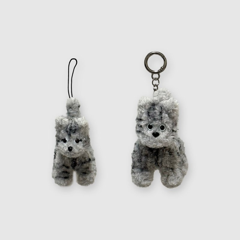 t. stripe cat keyring - 鑰匙圈/鑰匙包 - 壓克力 灰色