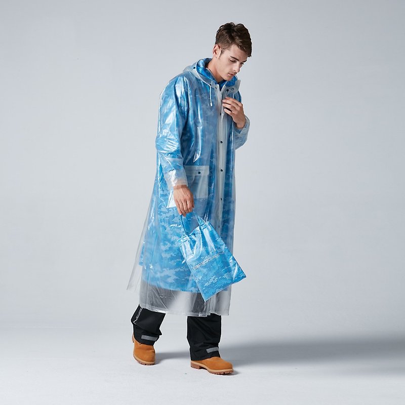 BAOGANI B04雙層雨衣-迷彩(蔚藍) - 雨傘/雨衣 - 防水材質 藍色