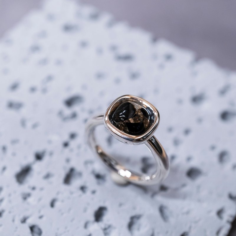 【コッパーカルサイトオブシディアン】シルバー925リング　プレーティング可　【受注生産】S-056 - 戒指 - 其他金屬 銀色