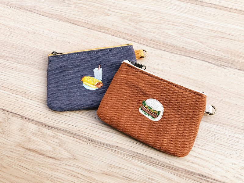 Taiwan snack canvas lightweight flat coin purse - two pieces - Wallets - Cotton & Hemp Multicolor