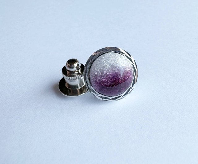 Silver Lapelpin モーブ 七宝焼のラペルピン タイタック 純銀張七宝 - ショップ 太田七宝 ネクタイ・ネクタイピン - Pinkoi