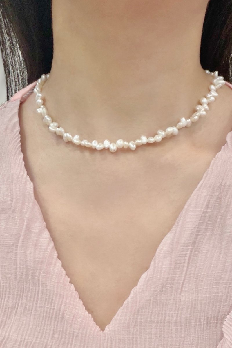 Lily Valley Dancing Pearls | Handmade Beaded Necklace - Necklaces - Semi-Precious Stones White