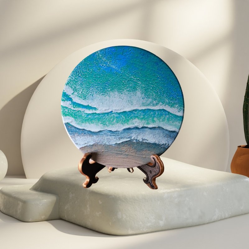 [Art Customization] MIT Taiwan Yingge Ceramic Coaster | Guanhai - Coasters - Pottery Blue