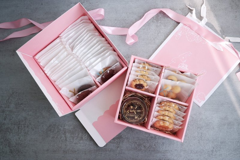 Secret Garden - Double Layer Biscuit Gift Box (Can be customized and adjusted) - Handmade Cookies - Fresh Ingredients Pink