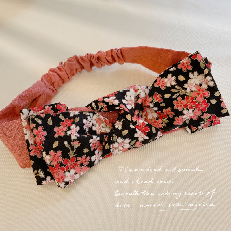 Aifeimi patented design-adjustable tightness Japanese cherry blossom bow headband - Headbands - Genuine Leather Pink