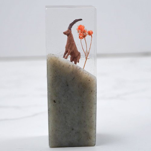 藝群人 客製化手工印章-|永生花與羊樹脂印章 1.8x 18 CM|篆刻印章