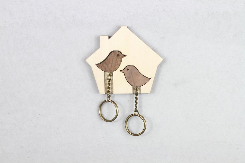 【畢業禮物】【客製化禮物】Key House 鳥窩  壁掛 鑰匙圈收納架 - 牆貼/牆身裝飾 - 木頭 咖啡色