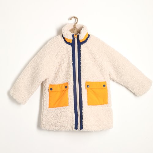 BIR自然棉麻品牌服飾 BIR 口袋刺繡羽絨外套 (杏/橘)